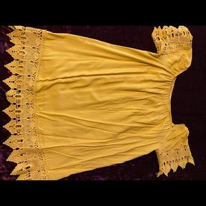 Yellow off the shoulder dress